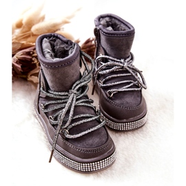 Stivali da neve per bambini con zirconi grigi grigio 1