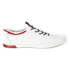 Polbut Scarpe casual da uomo in pelle K23 bianche con rosso bianca 2
