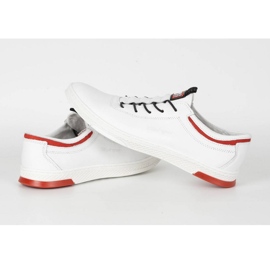 Polbut Scarpe casual da uomo in pelle K23 bianche con rosso bianca 6