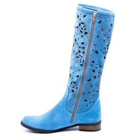 Olivier Stivali traforati da donna Fiori blu 1