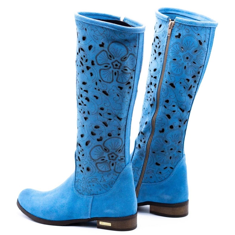 Olivier Stivali traforati da donna Fiori blu 4