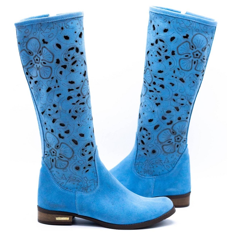 Olivier Stivali traforati da donna Fiori blu 3