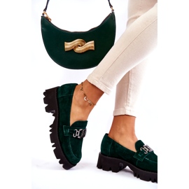 Scarpe in pelle scamosciata femminile con decorazione Laura Messi 2489 Verde 2