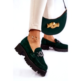 Scarpe in pelle scamosciata femminile con decorazione Laura Messi 2489 Verde 4