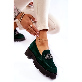 Scarpe in pelle scamosciata femminile con decorazione Laura Messi 2489 Verde 6