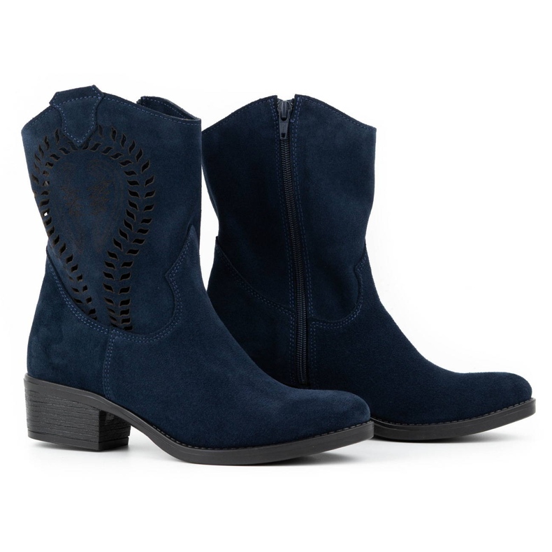 Olivier Stivali da donna Angela con tacco alto traforati blu navy 2