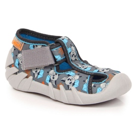 Ciabatte per bambini in velcro con pipistrello Befado grigio 1
