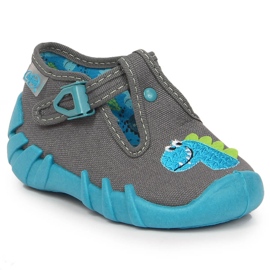 Ciabatte da bambino fibbia dinosauro Befado grigio 1