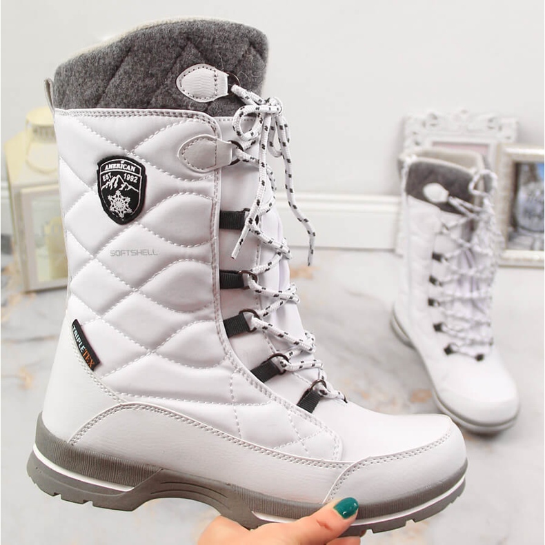 Stivali da neve da donna impermeabili invernali bianchi American Club 08/22 bianco 1