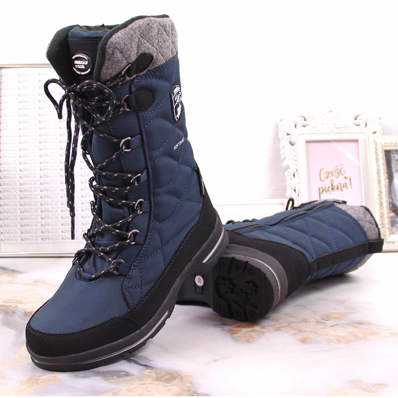 Stivali invernali da donna impermeabili blu navy American Club 1