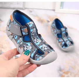 Ciabatte per bambini in velcro con pipistrello Befado grigio 2