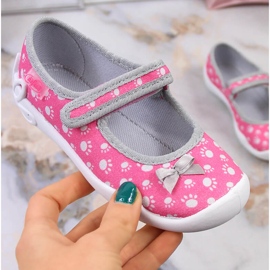 Ciabatte da bambina con velcro con fiocco Befado rosa 2