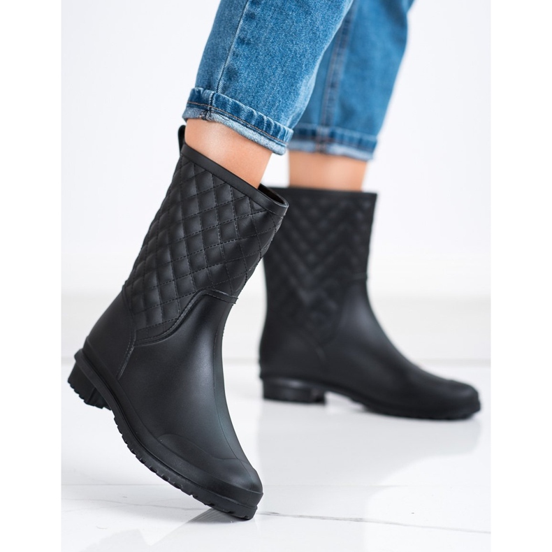 SHELOVET Stivali da pioggia trapuntati alla moda nero 1