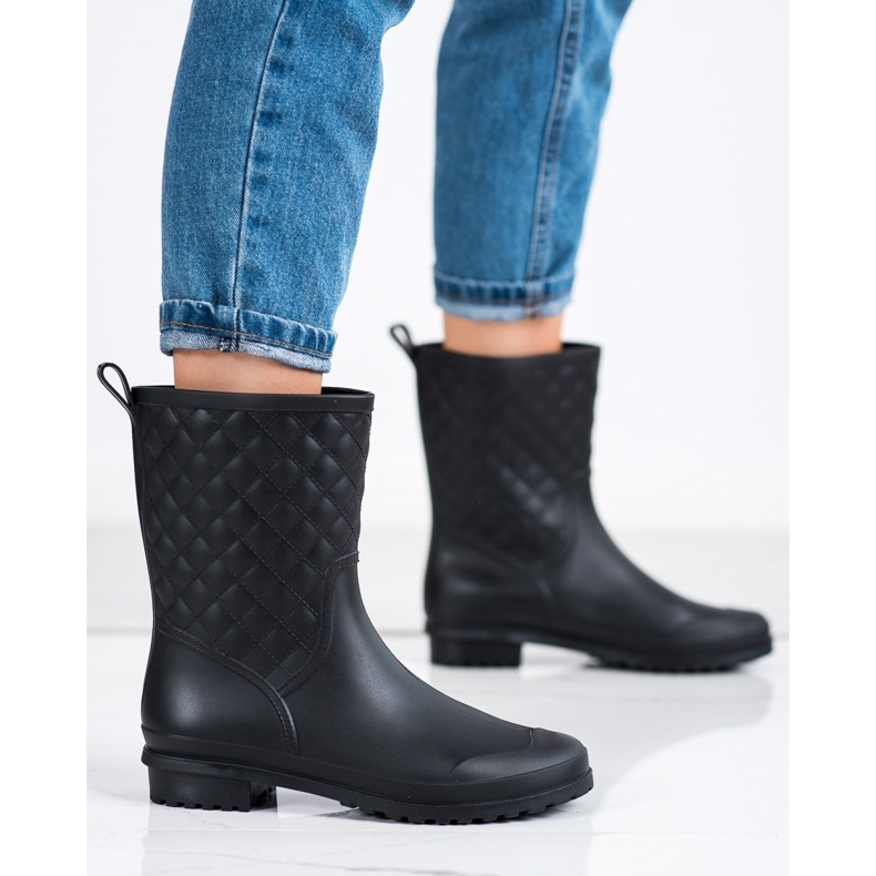 SHELOVET Stivali da pioggia trapuntati alla moda nero 2