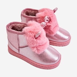 Stivali da neve per bambini riscaldati con pelliccia con orecchie rosa Betty 1