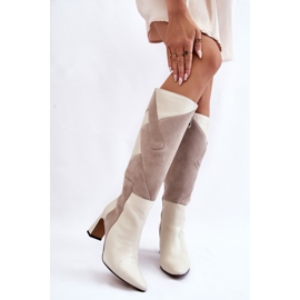 Stivali Al Ginocchio In Pelle Da Donna Maciejka 05784-22 Beige Chiaro 1