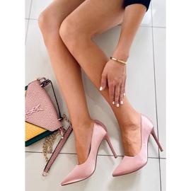 PA1 Scarpe col tacco da donna in raso Talia Champagne rosa 2