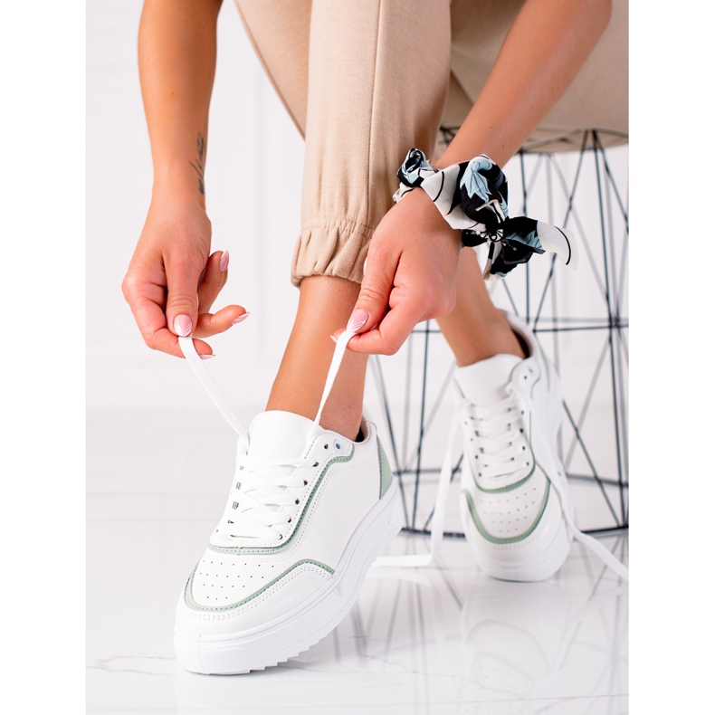 SHELOVET Sneakers Con Inserto Verde bianco 1