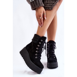 Stivali con zeppa in camoscio da donna Black Meniko nero 1