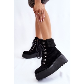 Stivali con zeppa in camoscio da donna Black Meniko nero 2