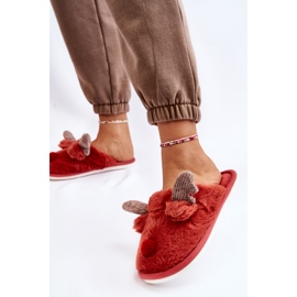 PA1 Pantofole Da Donna Con Pelliccia E Renna Rossa Sopya rosso 2