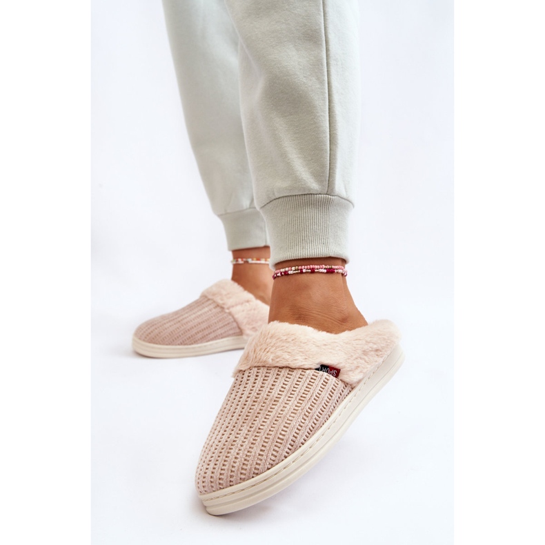 PA1 Pantofole Slip-On Isolate Da Donna Con Pelliccia Beige Leriss 2