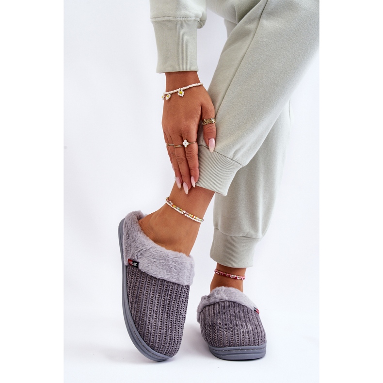 Pantofole Slip-On Isolate Da Donna Con Pelliccia Leriss Grigio 1