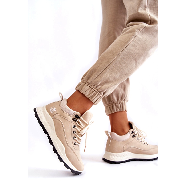 PA1 Calde scarpe da trekking da donna Trappers beige chiaro Otto 4