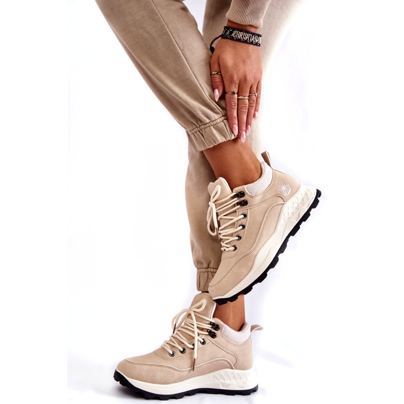 PA1 Calde scarpe da trekking da donna Trappers beige chiaro Otto 1