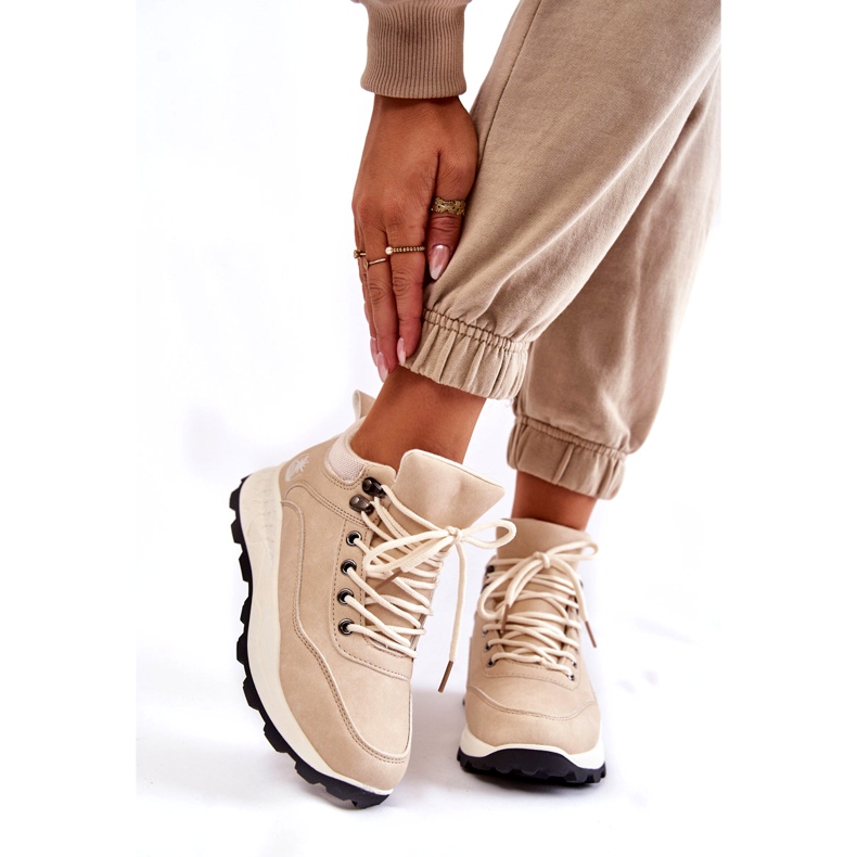 PA1 Calde scarpe da trekking da donna Trappers beige chiaro Otto 2