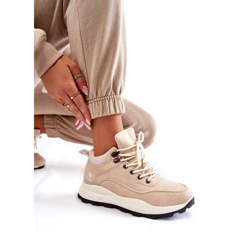 PA1 Calde scarpe da trekking da donna Trappers beige chiaro Otto 3