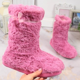 BM Pantofole da donna in pelliccia ad alto isolamento rosa Stella 1