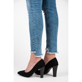 Yes Mile Décolleté In Pelle Scamosciata Con Un Palo Laccato nero 2