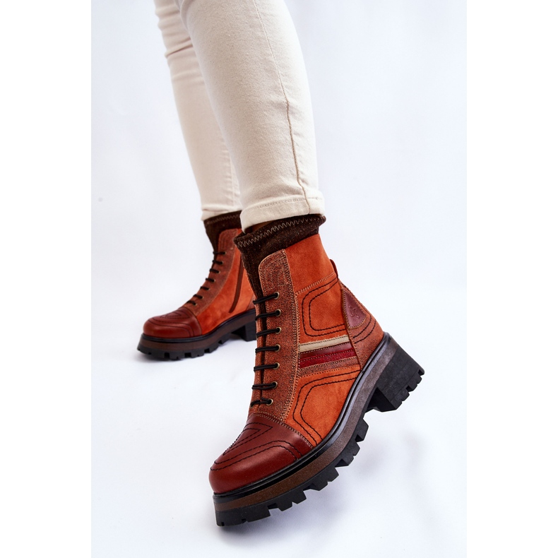 Stivali da donna in pelle con tacco piatto Maciejka 05624-08 Arancione-Marrone arancia 2