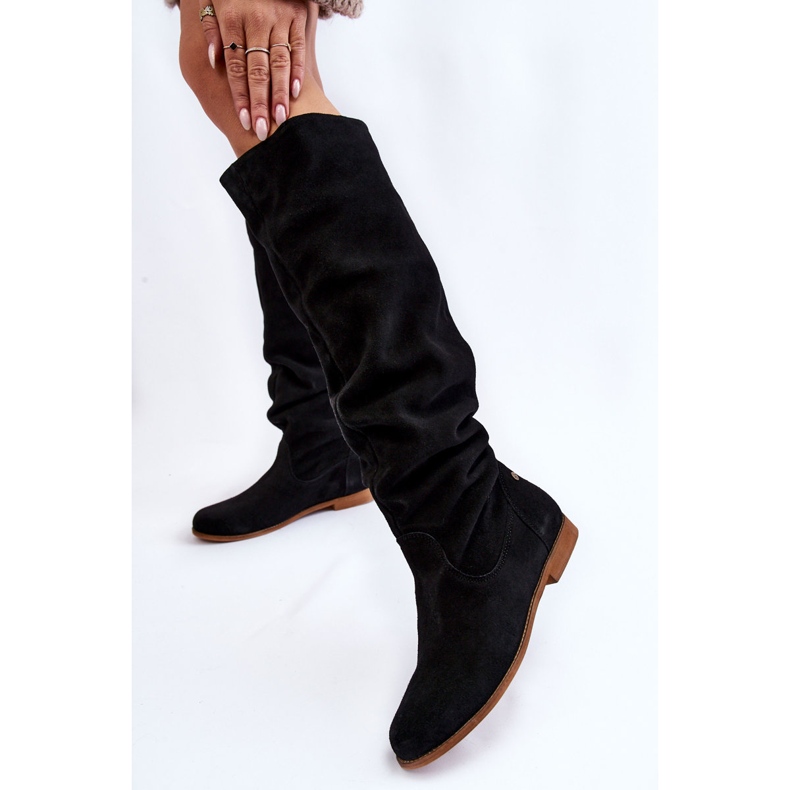 Stivali Al Ginocchio Da Donna In Pelle Scamosciata Maciejka 05790-01 Neri nero 2