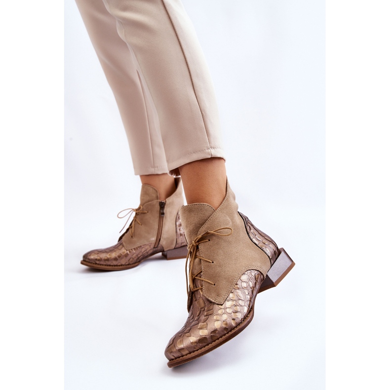 Scarpe con Tacco Piatto in Pelle Maciejka 2878J-04 Beige 2