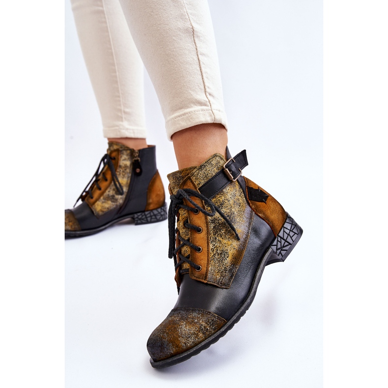 Scarpe Stivali Donna in Pelle Maciejka 05077-07 Giallo-Nero 2