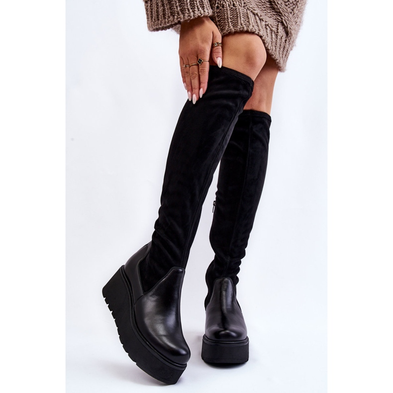 Stivali con zeppa da donna Laura Messi 2502 neri nero 1
