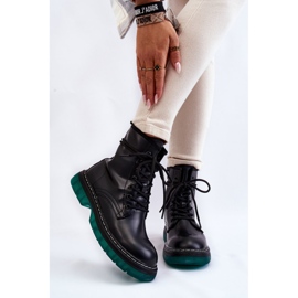 Stivali stringati da donna con suola verde Black Trinah nero 1