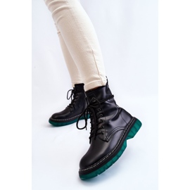 Stivali stringati da donna con suola verde Black Trinah nero 2