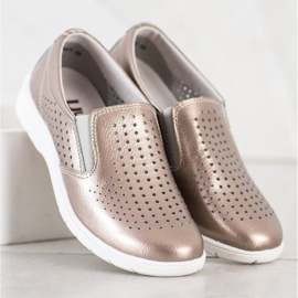 Kylie Scarpe in pelle dorata d'oro 1