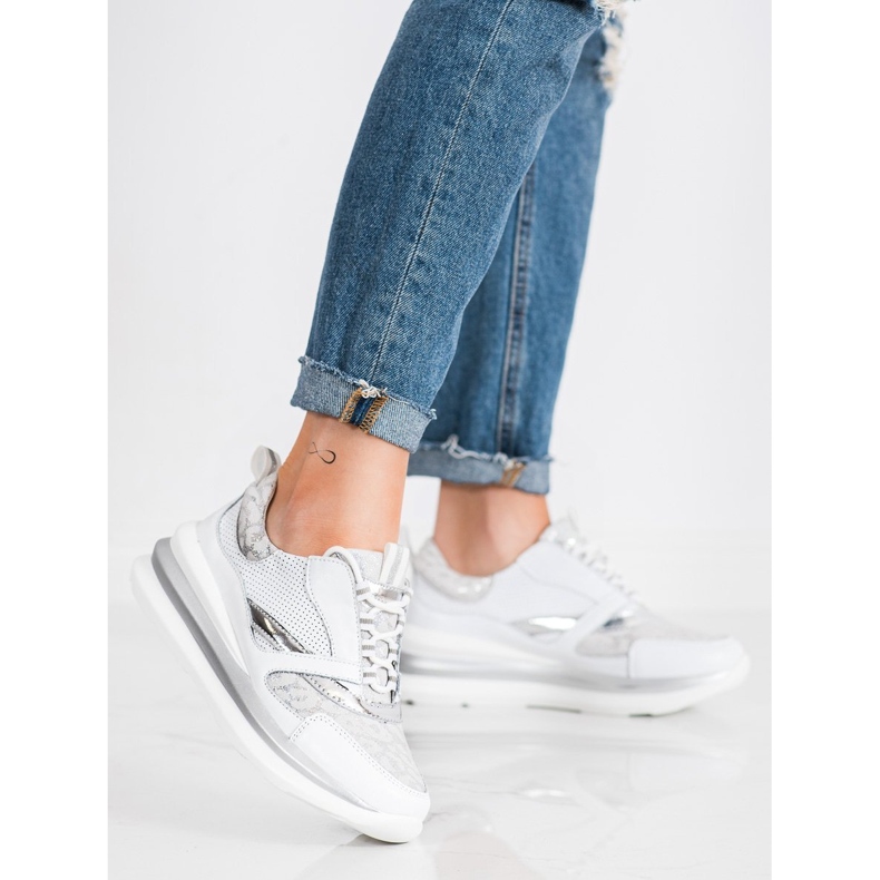 ARTIKER Sneakers in pelle bianca e grigia grigio 1
