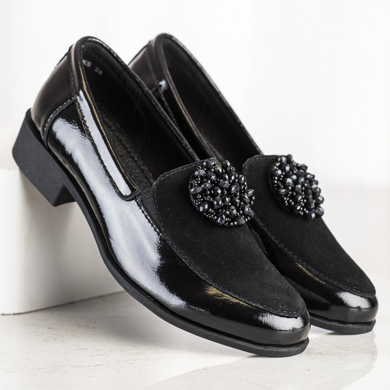 Filippo Scarpe in pelle con un ornamento nero 1