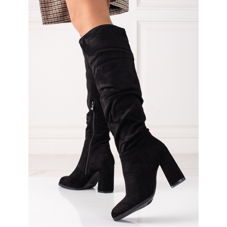 Stivali da donna Shelovet realizzati in camoscio ecologico nero 1