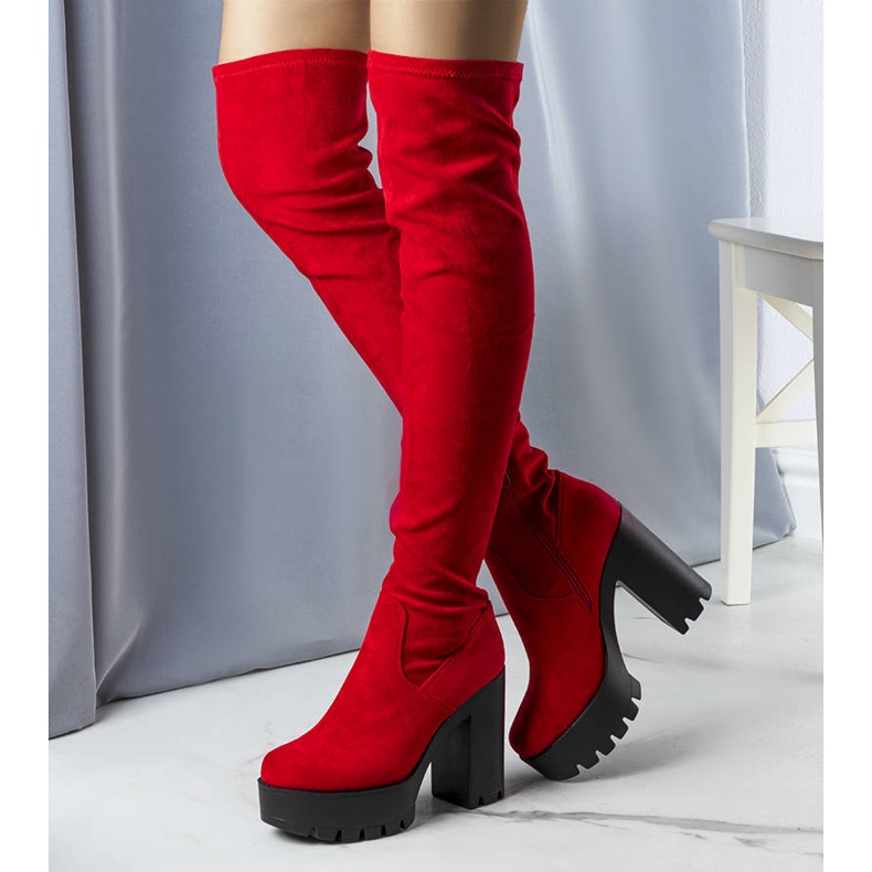 Stivali alti in camoscio rosso di Byron 1