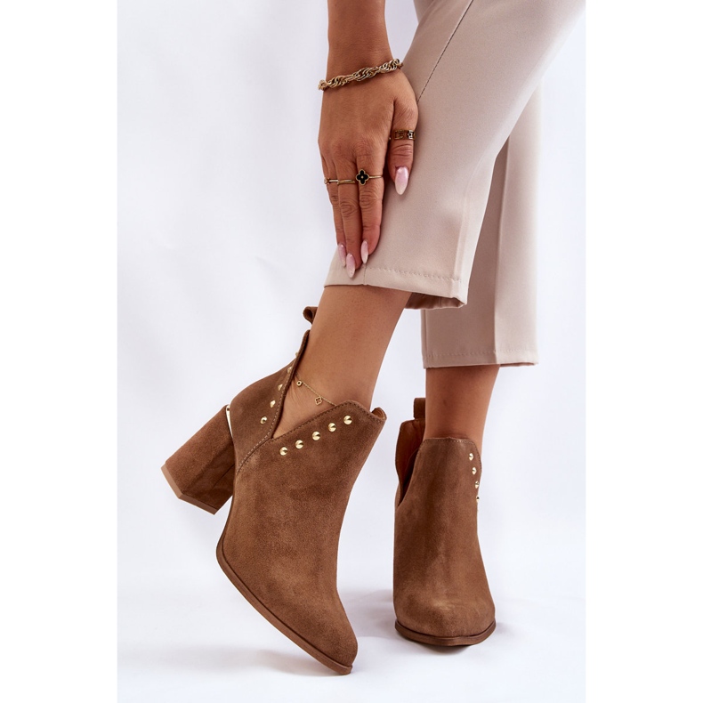 Lewski Shoes Stivali da donna in camoscio con ritagli Left 3075 Camel marrone 1