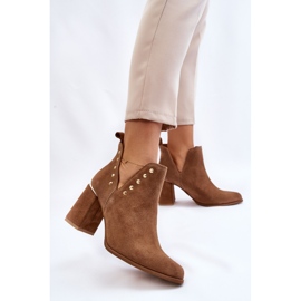 Lewski Shoes Stivali da donna in camoscio con ritagli Left 3075 Camel marrone 2