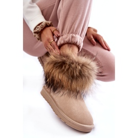 FS1 Stivali Da Neve In Pelle Scamosciata Da Donna Con Pelliccia Beige Alexa 4