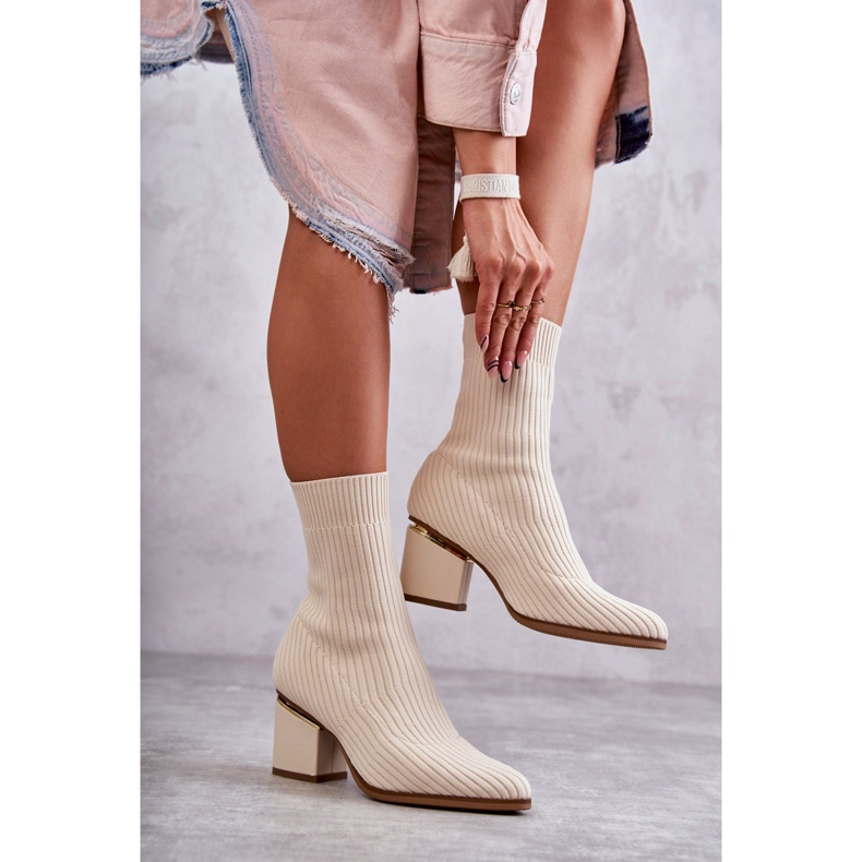 Seastar Stivali Da Donna Con Calzino Elastico Beige Carmon écru 2