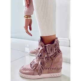 BM Sneakers Peggy Pink in camoscio con frange rosa 1